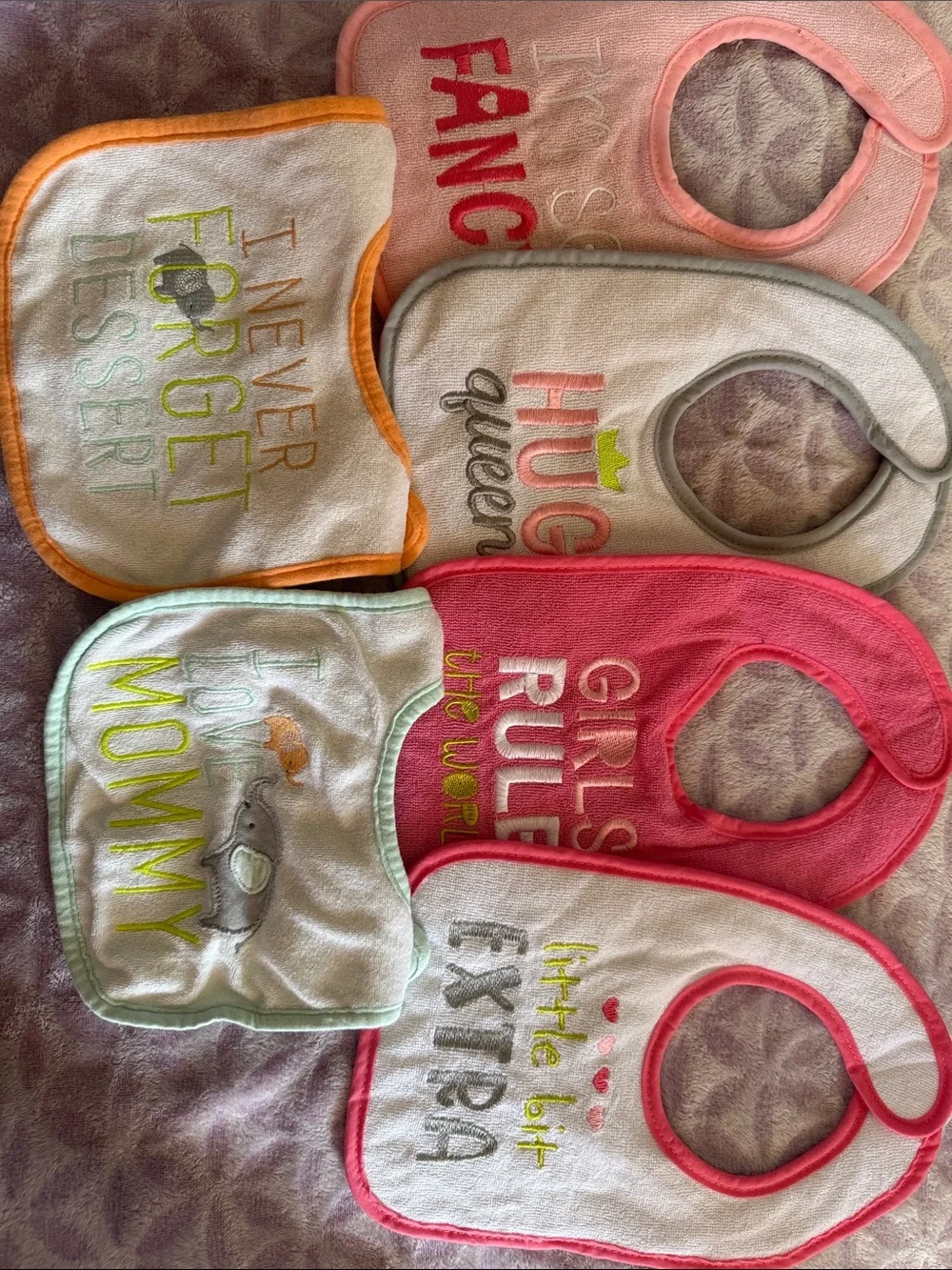 child of mine Baby Bib Set - Pink, White, Gray, Orange, Mint